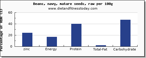 zinc and nutrition facts in navy beans per 100g